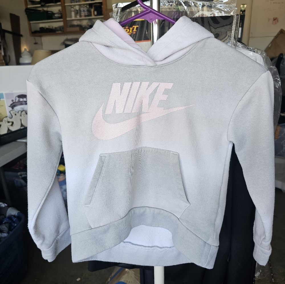 Nike Gray Hoodie with Pink Logo